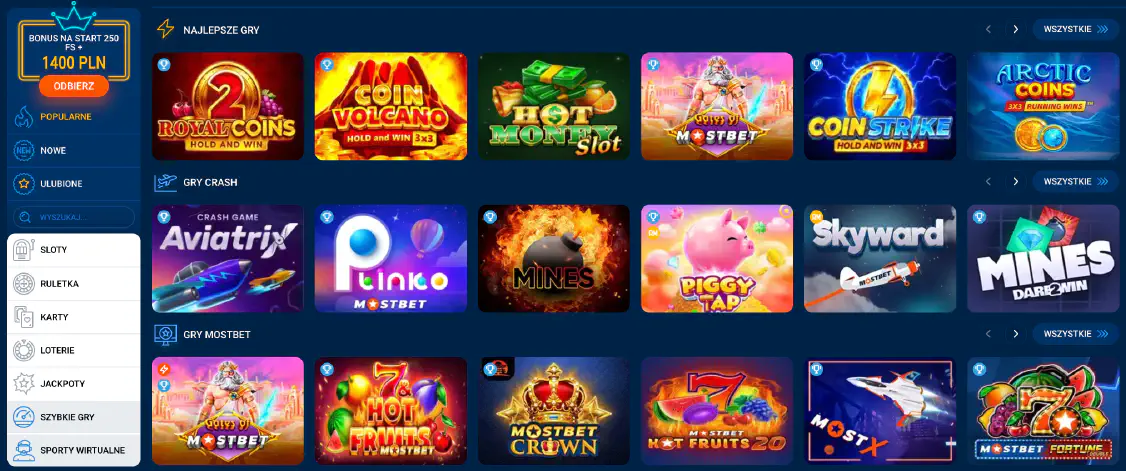 Gry w Mostbet Casino