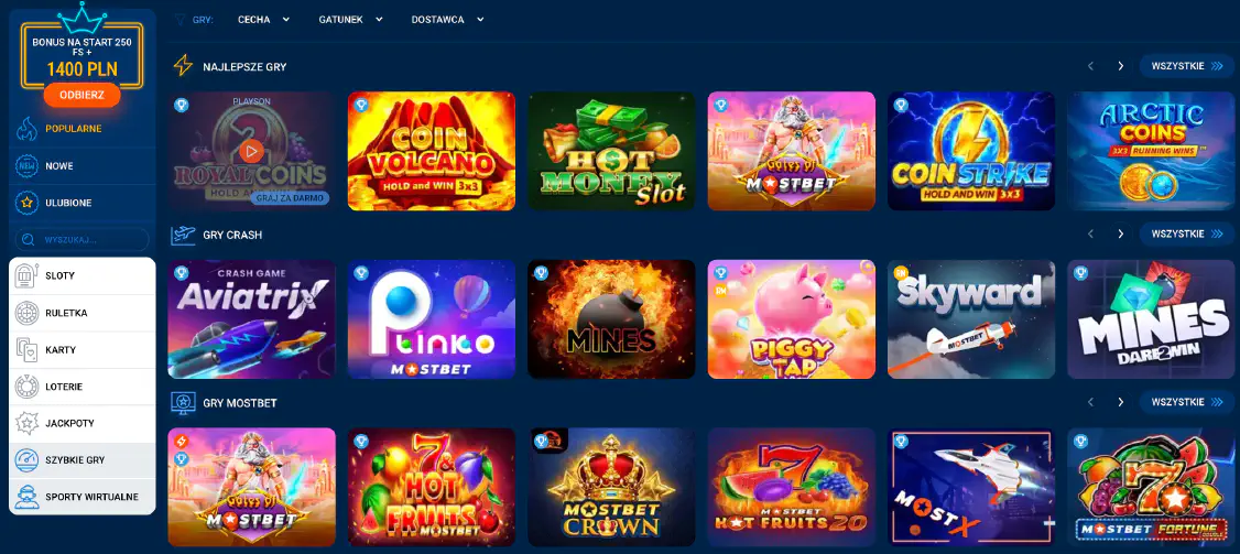 Gry stołowe Mostbet